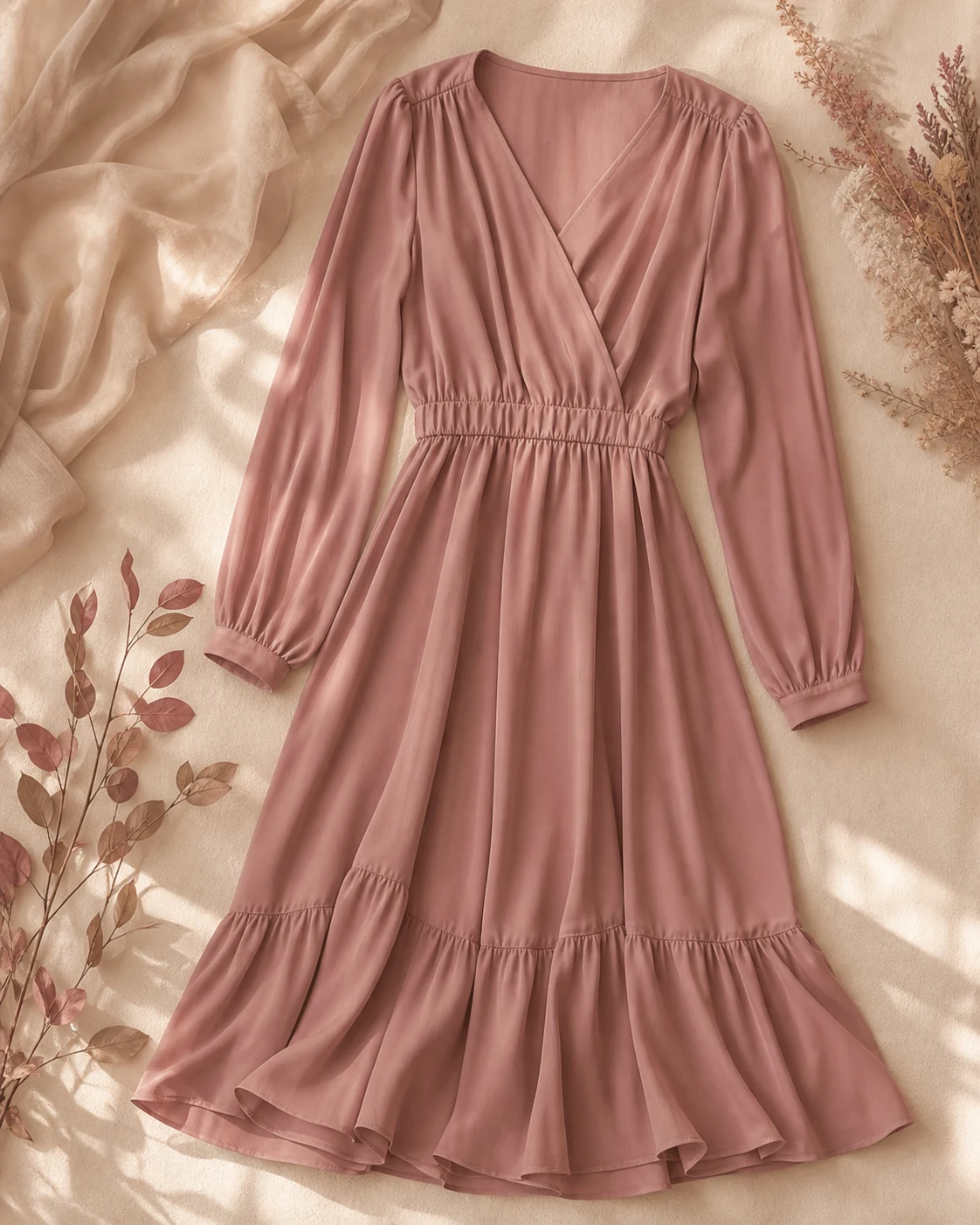 Vestido rosa empolvado suave