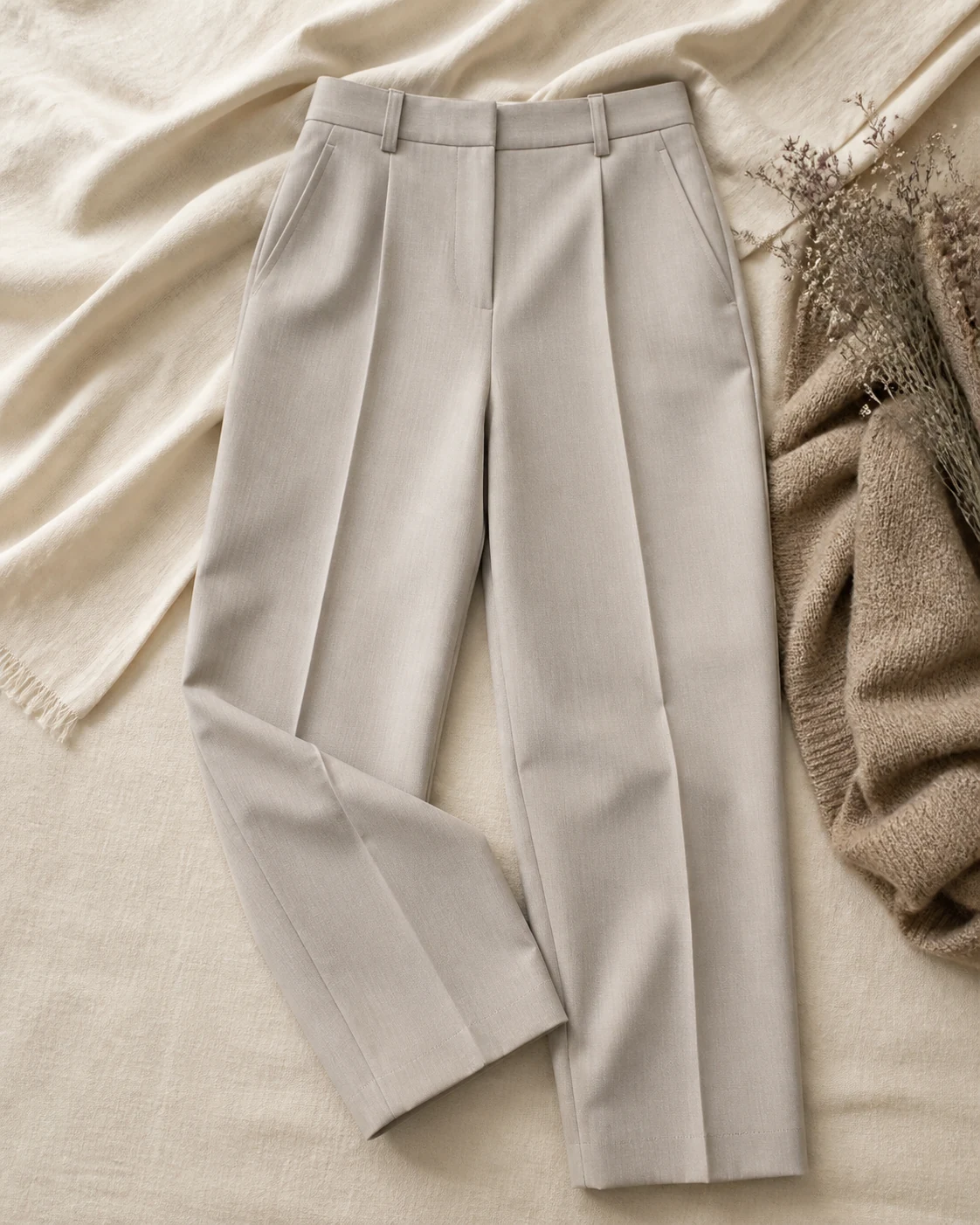 Pantalón greige de líneas suaves