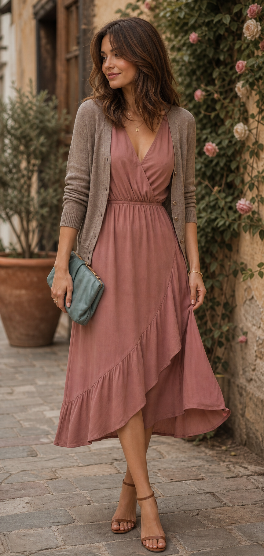Dusty rose romantic palette color and material guide for a soft neutral autumn moodboard
