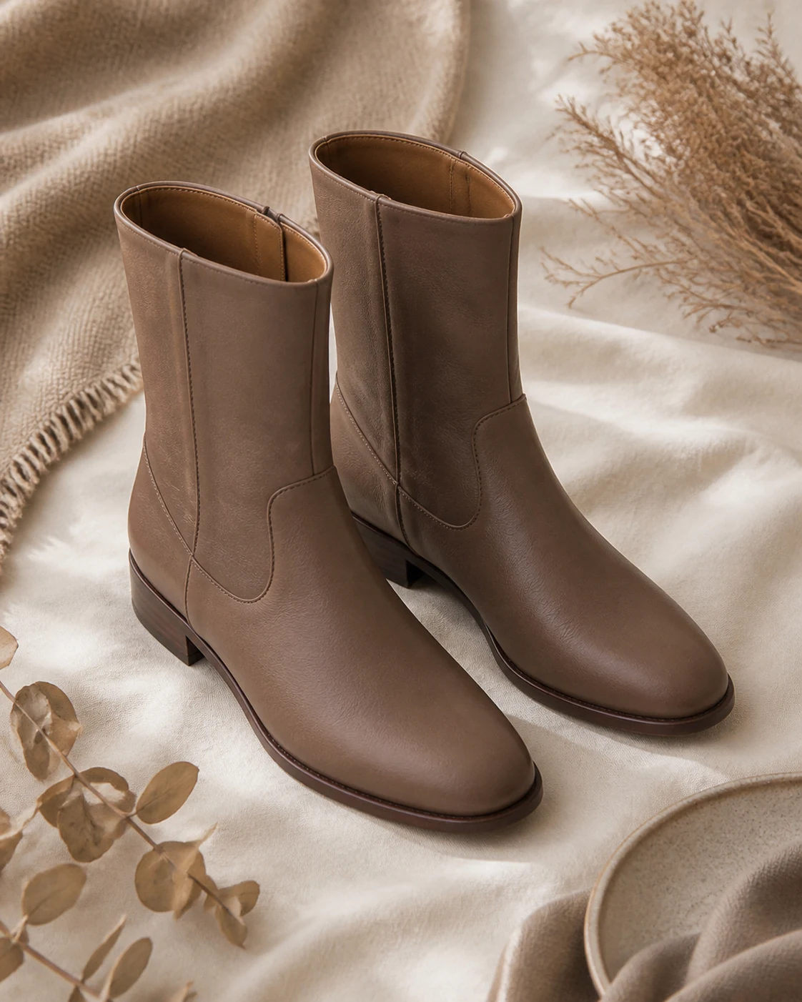 Botas de cuero cacao suave